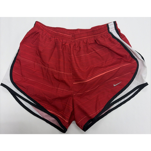 Nike Dri-FIT Tempo Shorts M Red White Black Trim Running Athletic Wear - Picture 1 of 8